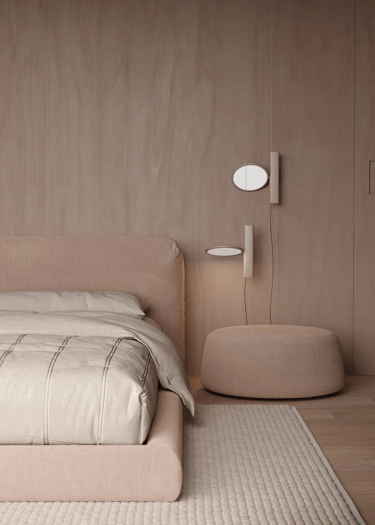 Base de cama tapizada de la colección Japandi de Mar de Baja — referencia de diseño 3